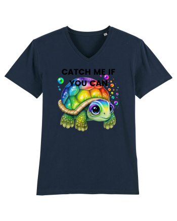 Broasca testoasa pictata in acuarela cu mesajul Catch Me If You Can French Navy