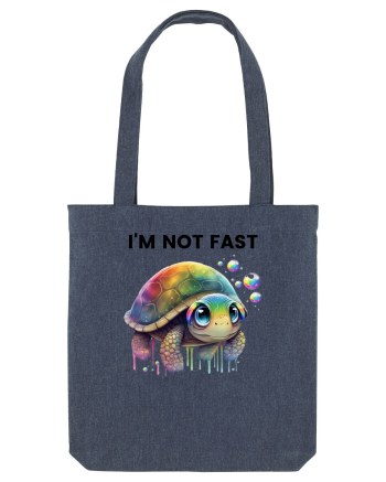Broasca testoasa pictata in acuarela cu mesajul I'm not fast Midnight Blue