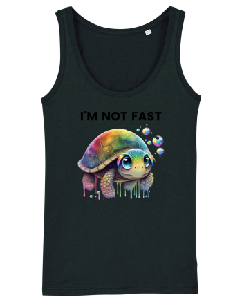 Broasca testoasa pictata in acuarela cu mesajul I'm not fast Black