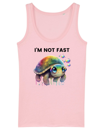 Broasca testoasa pictata in acuarela cu mesajul I'm not fast Cotton Pink