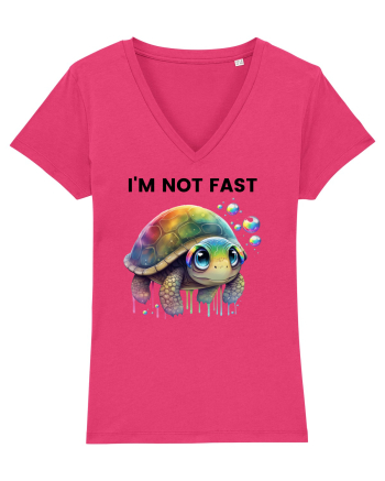 Broasca testoasa pictata in acuarela cu mesajul I'm not fast Raspberry