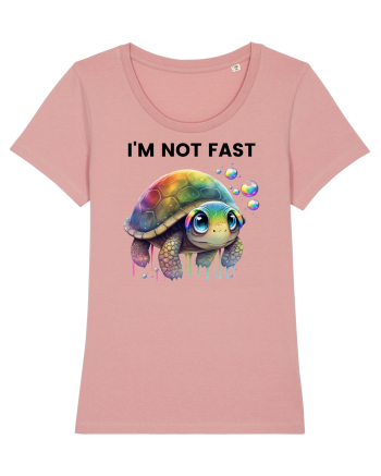Broasca testoasa pictata in acuarela cu mesajul I'm not fast Canyon Pink