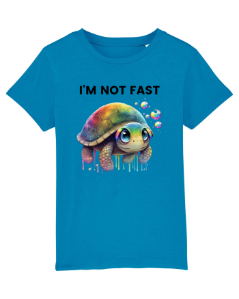 Broasca testoasa pictata in acuarela cu mesajul I'm not fast Azur