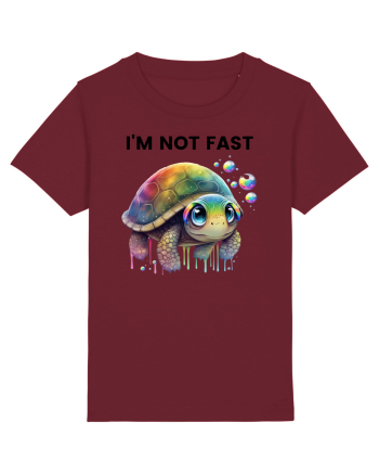 Broasca testoasa pictata in acuarela cu mesajul I'm not fast Burgundy