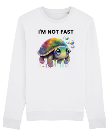 Broasca testoasa pictata in acuarela cu mesajul I'm not fast White
