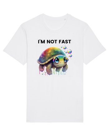 Broasca testoasa pictata in acuarela cu mesajul I'm not fast White