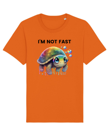 Broasca testoasa pictata in acuarela cu mesajul I'm not fast Bright Orange