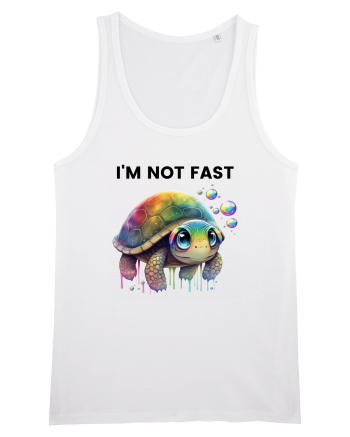 Broasca testoasa pictata in acuarela cu mesajul I'm not fast White
