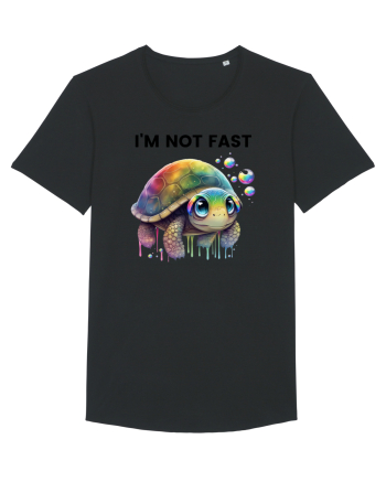 Broasca testoasa pictata in acuarela cu mesajul I'm not fast Black