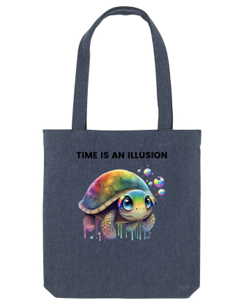 Broasca testoasa pictata in acuarela cu mesajul  Time is an Illusion Midnight Blue