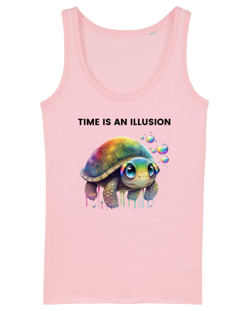Broasca testoasa pictata in acuarela cu mesajul  Time is an Illusion Cotton Pink