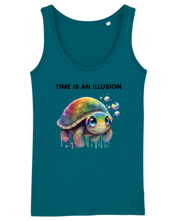 Broasca testoasa pictata in acuarela cu mesajul  Time is an Illusion Ocean Depth