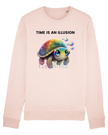 Broasca testoasa pictata in acuarela cu mesajul  Time is an Illusion Candy Pink
