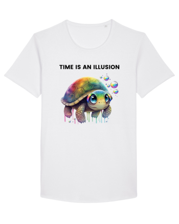 Broasca testoasa pictata in acuarela cu mesajul  Time is an Illusion White