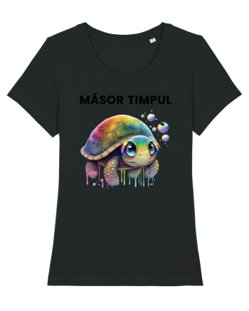 Broasca testoasa pictata in acuarela cu mesajul  Masot Timpul Black