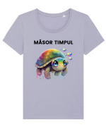 Broasca testoasa pictata in acuarela cu mesajul  Masot Timpul Tricou mânecă scurtă guler larg fitted Damă Expresser