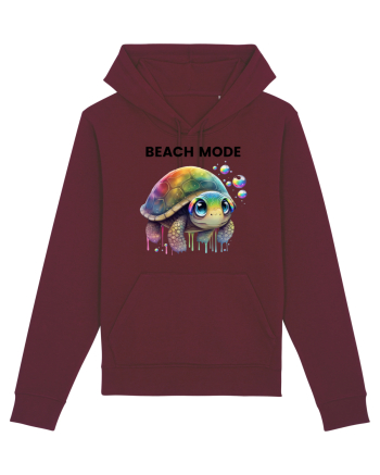 Broasca testoasa pictata in acuarela cu mesajul  Beach Mode Burgundy