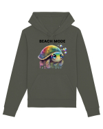 Broasca testoasa pictata in acuarela cu mesajul  Beach Mode Hanorac Unisex Drummer