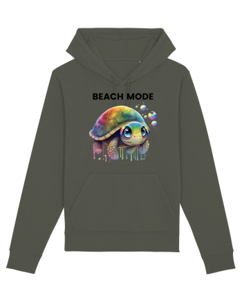 Broasca testoasa pictata in acuarela cu mesajul  Beach Mode Khaki