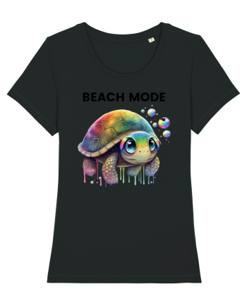Broasca testoasa pictata in acuarela cu mesajul  Beach Mode Black