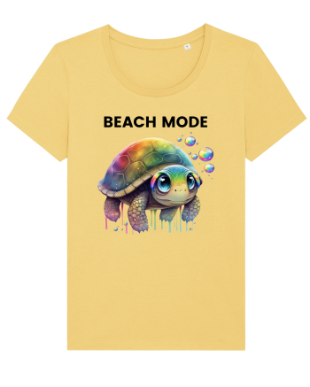 Broasca testoasa pictata in acuarela cu mesajul  Beach Mode Jojoba