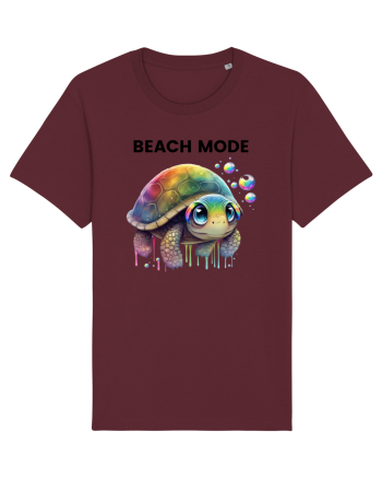 Broasca testoasa pictata in acuarela cu mesajul  Beach Mode Burgundy