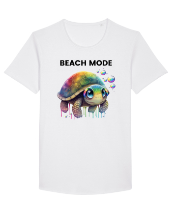Broasca testoasa pictata in acuarela cu mesajul  Beach Mode White