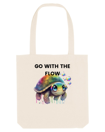 Broasca testoasa pictata in acuarela cu mesajul  Go with the Flow Natural