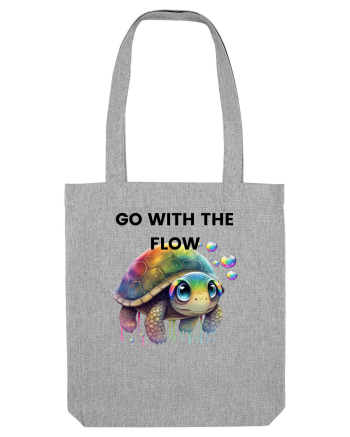 Broasca testoasa pictata in acuarela cu mesajul  Go with the Flow Heather Grey