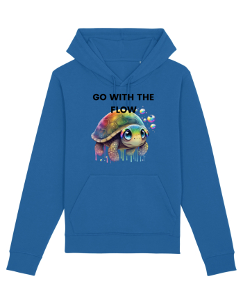 Broasca testoasa pictata in acuarela cu mesajul  Go with the Flow Royal Blue