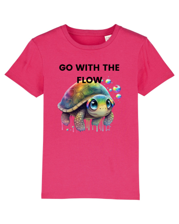 Broasca testoasa pictata in acuarela cu mesajul  Go with the Flow Raspberry