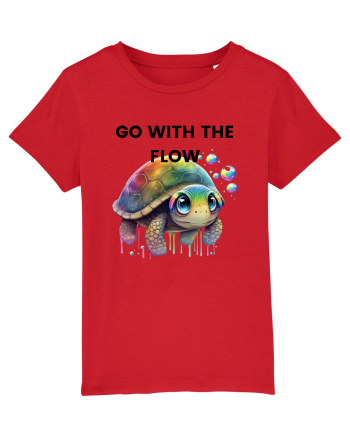 Broasca testoasa pictata in acuarela cu mesajul  Go with the Flow Red