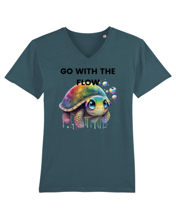 Broasca testoasa pictata in acuarela cu mesajul  Go with the Flow Stargazer