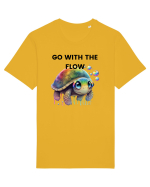 Broasca testoasa pictata in acuarela cu mesajul  Go with the Flow Tricou mânecă scurtă Unisex Rocker