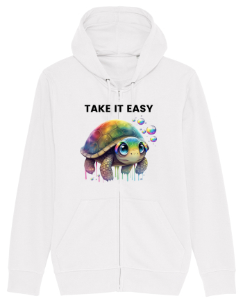 Broasca testoasa pictata in acuarela cu mesajul  Take it Easy White