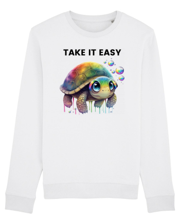 Broasca testoasa pictata in acuarela cu mesajul  Take it Easy White