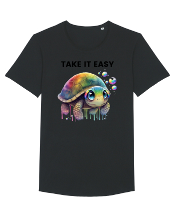 Broasca testoasa pictata in acuarela cu mesajul  Take it Easy Black