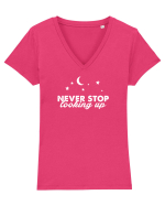 Never stop looking up Tricou mânecă scurtă guler V Damă Evoker