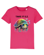 Broasca testoasa pictata in acuarela cu mesajul  Take it E.Z. Tricou mânecă scurtă  Copii Mini Creator