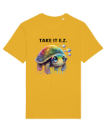Broasca testoasa pictata in acuarela cu mesajul  Take it E.Z. Tricou mânecă scurtă Unisex Rocker