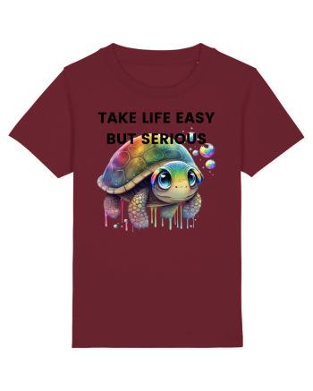 Broasca testoasa pictata in acuarela cu mesajul Take Life Easy but Serious Burgundy