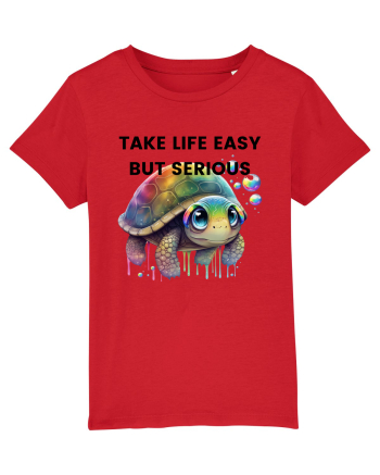 Broasca testoasa pictata in acuarela cu mesajul Take Life Easy but Serious Red