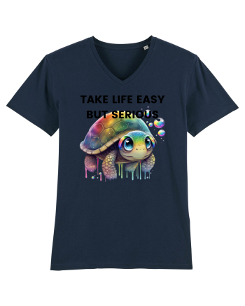 Broasca testoasa pictata in acuarela cu mesajul Take Life Easy but Serious French Navy