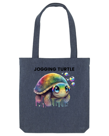 Broasca testoasa pictata in acuarela cu mesajul Jogging Turtle Midnight Blue