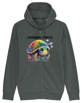 Broasca testoasa pictata in acuarela cu mesajul Jogging Turtle Anthracite