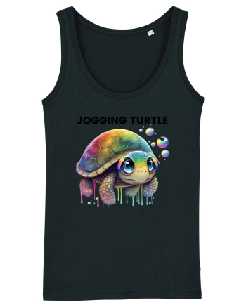 Broasca testoasa pictata in acuarela cu mesajul Jogging Turtle Black