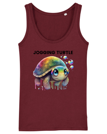 Broasca testoasa pictata in acuarela cu mesajul Jogging Turtle Burgundy