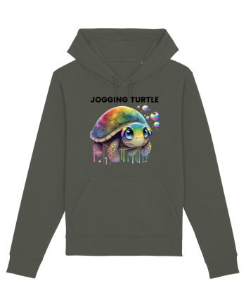 Broasca testoasa pictata in acuarela cu mesajul Jogging Turtle Khaki