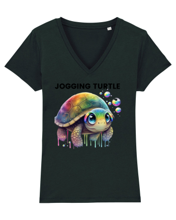 Broasca testoasa pictata in acuarela cu mesajul Jogging Turtle Black