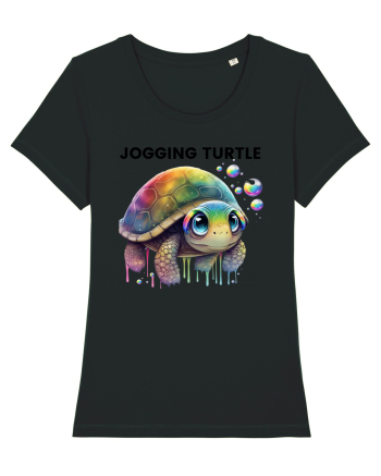 Broasca testoasa pictata in acuarela cu mesajul Jogging Turtle Black